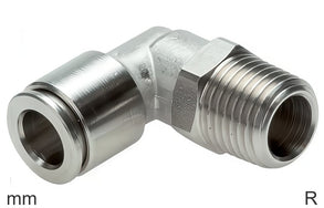 Elbow Push-In Fittings Stainless Steel R-Threads Male Rotatable