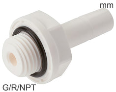 Plug-In Fittings Plastic G/R/NPT-Threads Male Liquids And Food Metric