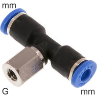 Push-In Tee Fittings Brass And Plastic G-Threads Female