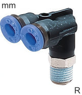 Push-In Y Fittings Brass And Plastic R-Threads Male Elbow