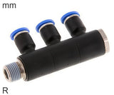 Featured image of collection - 3-Way Distributor Push-In Fittings Brass And Plastic R-Threads Male