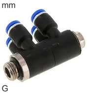 4-Way Distributor Push-In Fittings Brass And Plastic G-Threads Male