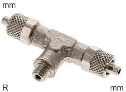Push-On Tee Fittings Brass R-Threads Male T-Shape