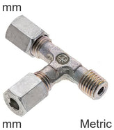 Cutting Ring Tee Fittings Steel / Stainless Steel Metric-Threads L-Shape