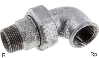 Angled Fittings 90deg Cast Iron / Stainless Steel R/Rp-Threads Male/Female With Flat Seal PN25