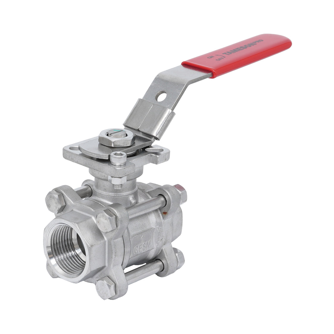 Rp 1-1/2'' 3-Piece 2-Way Stainless Steel Ball Valve 69 bar RTFE ISO-Top F05/F07 - TamesonPRO 1121-112