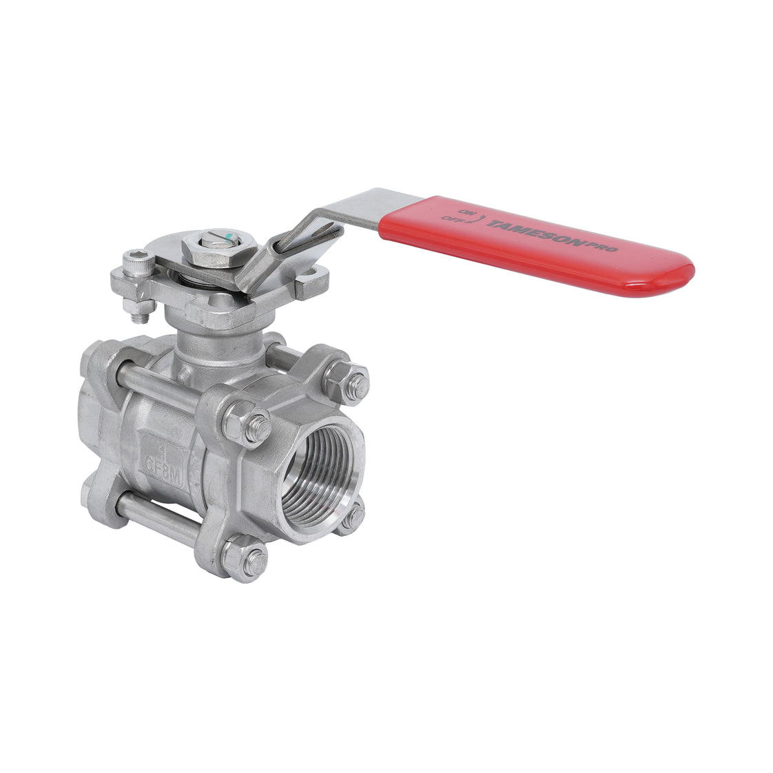 Rp 1-1/2'' 3-Piece 2-Way Stainless Steel Ball Valve 69 bar RTFE ISO-Top F05/F07 - TamesonPRO 1121-112