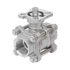 Rp 2-1/2'' 3-Piece 2-Way Stainless Steel Ball Valve 69 bar RTFE ISO-Top F07/F10 - TamesonPRO 1121-212