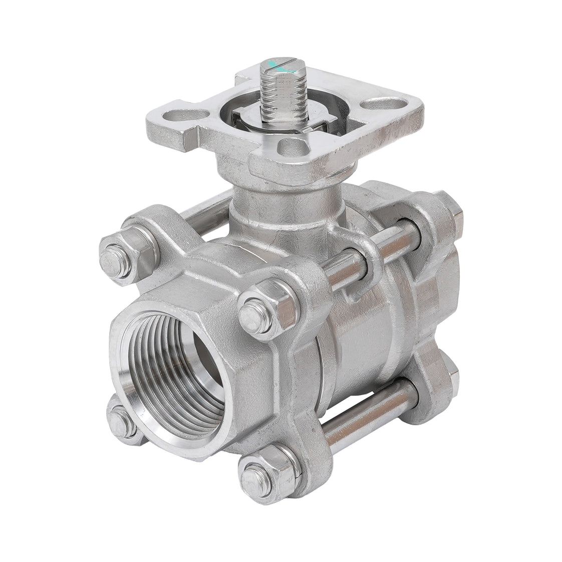 Rp 1-1/2'' 3-Piece 2-Way Stainless Steel Ball Valve 69 bar RTFE ISO-Top F05/F07 - TamesonPRO 1121-112
