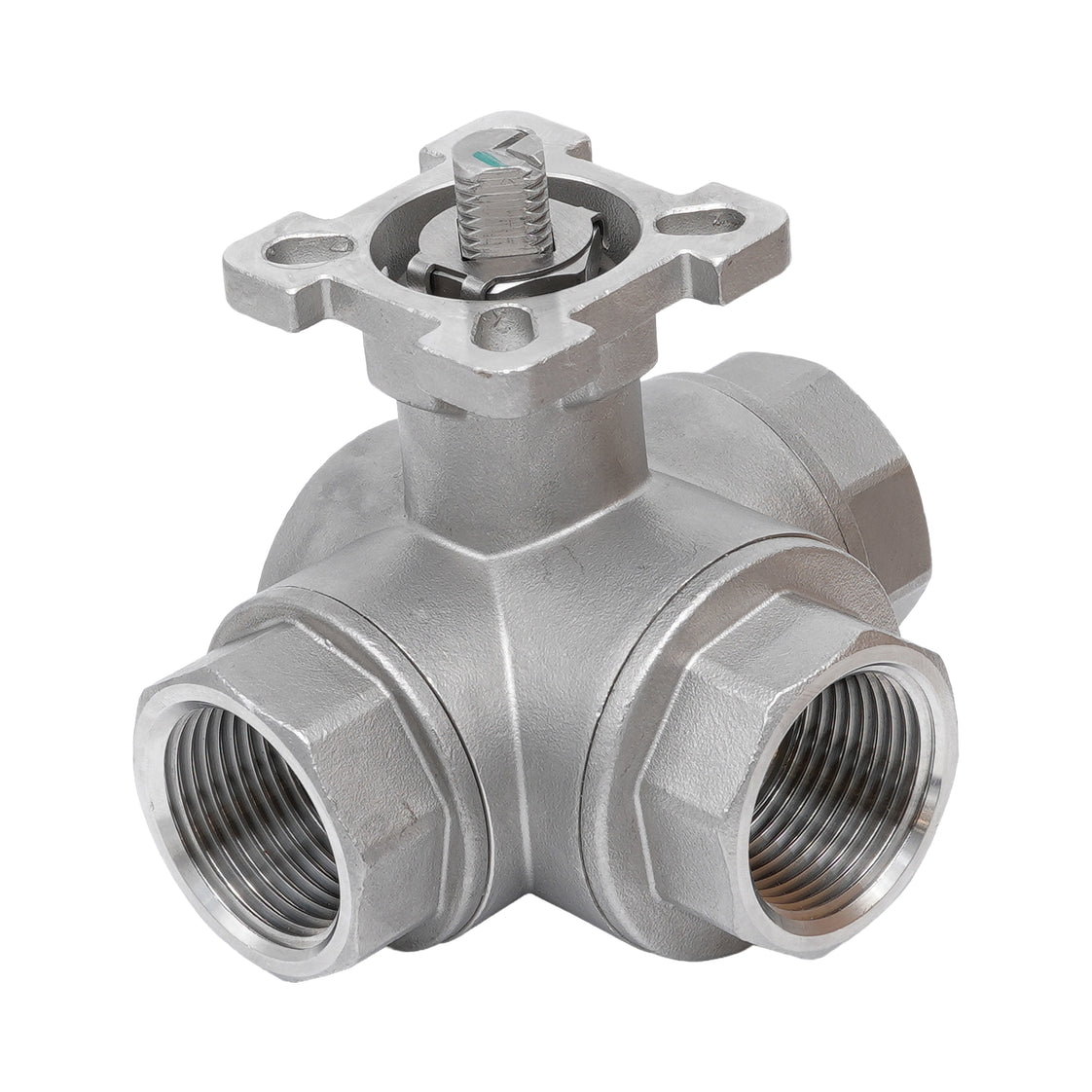Rp 1-1/2'' 3-Way T-Port Stainless Steel Ball Valve 69 bar RTFE ISO-Top F07 - TamesonPRO 1125-112-T