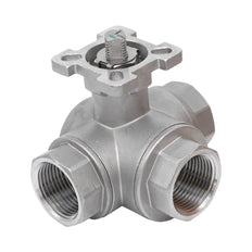 Rp 1-1/2'' 3-Way T-Port Stainless Steel Ball Valve 69 bar RTFE ISO-Top F07 - TamesonPRO 1125-112-T