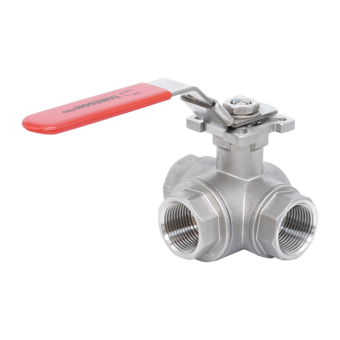 Rp 1-1/2'' 3-Way L-Port Stainless Steel Ball Valve 69 bar RTFE ISO-Top F07 - TamesonPRO 1125-112-L