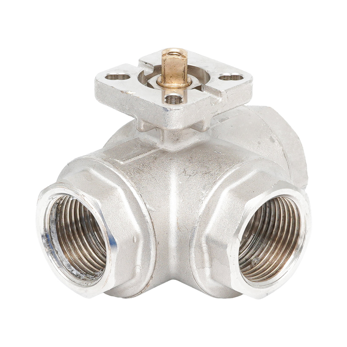 Rp 1-1/4" 3-way L-Bore Brass Ball Valve ISO-Top F04/F05 PN40 - TamesonPRO 1142-114-L