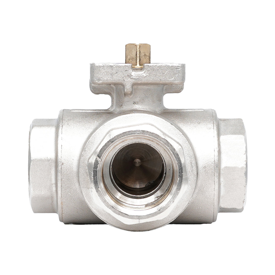 Rp 1/4" 3-way L-Bore Brass Ball Valve ISO-Top F03 PN40 - TamesonPRO 1142-014-L