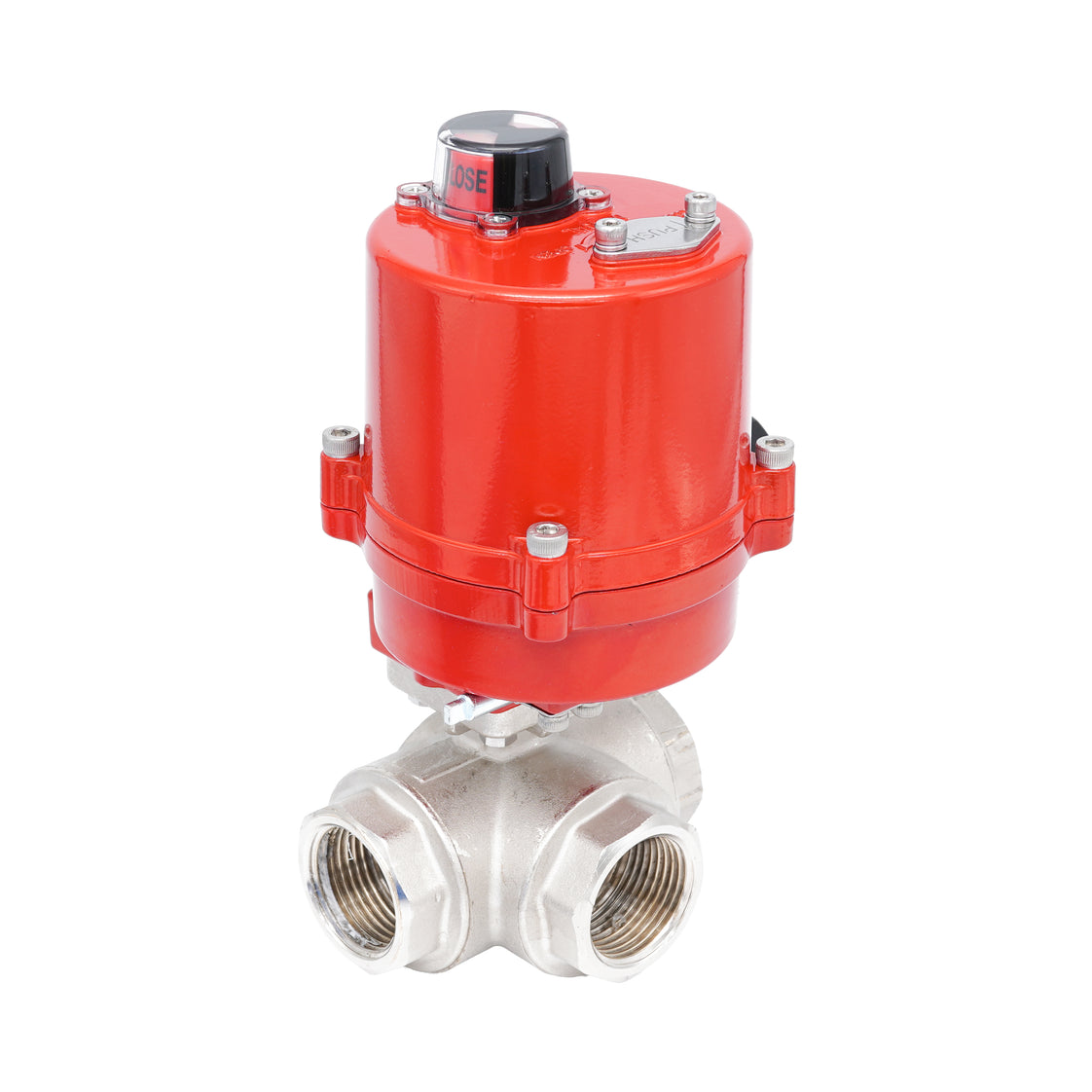 Rp 1" L-Bore 3-Way Electric Brass Ball Valve 12 V AC/DC