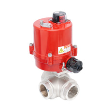 Rp 1-1/4" L-Bore 3-Way Electric Brass Ball Valve 100-240 V AC