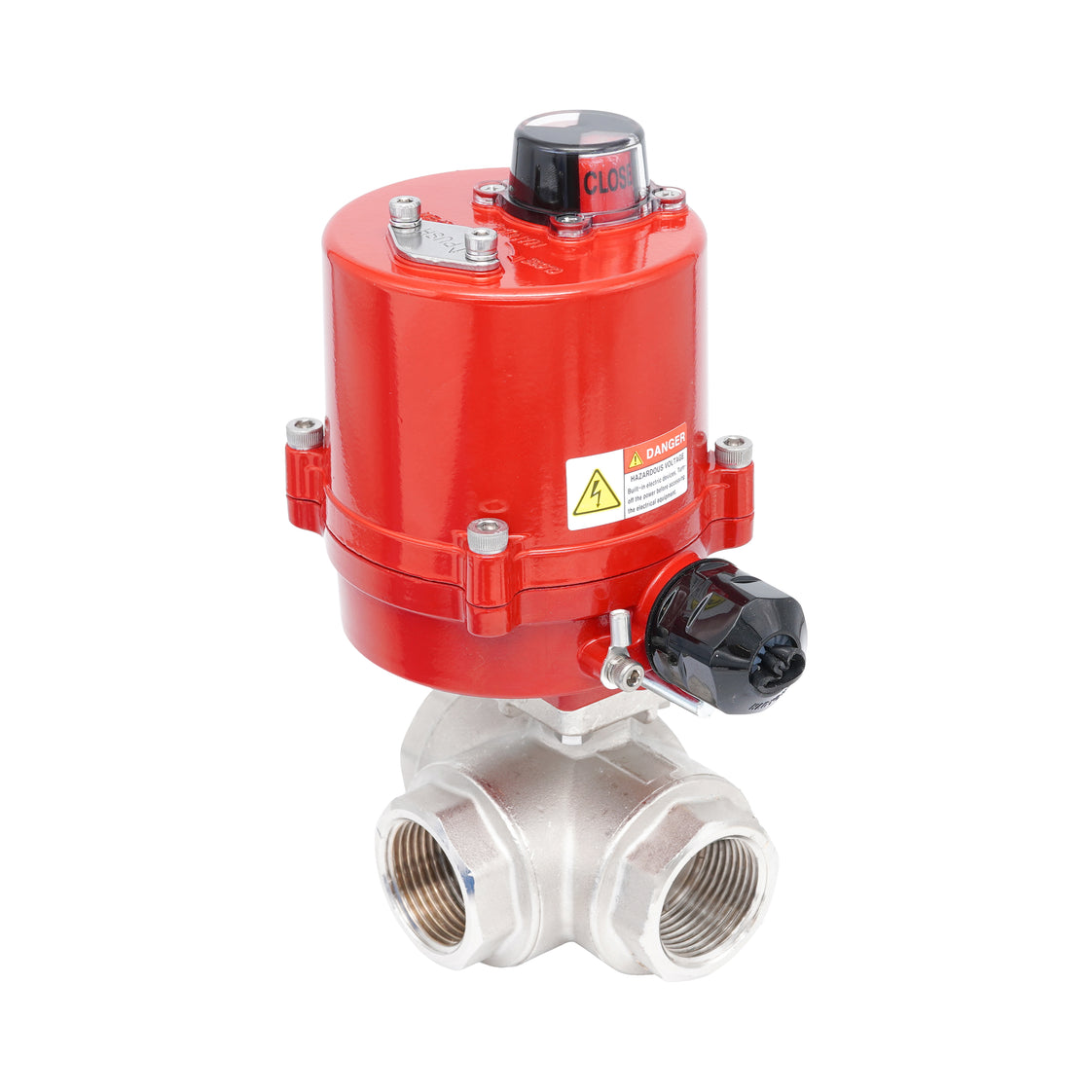 Rp 1/2" T-Bore 3-Way Electric Brass Ball Valve 12 V AC/DC