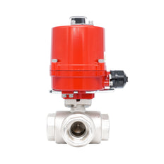 Rp 1-1/4" L-Bore 3-Way Electric Brass Ball Valve 12 V AC/DC