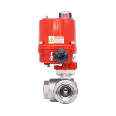 Rp 1-1/2" L-Bore 3-Way Electric Brass Ball Valve 24 V AC/DC