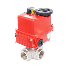 Rp 1" T-Bore 3-Way Modulating Electric Brass Ball Valve 24 V AC/DC