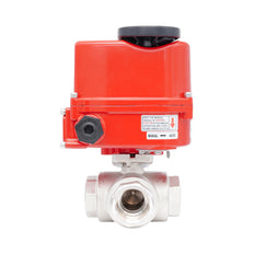Rp 3/4" T-Bore 3-Way Modulating Electric Brass Ball Valve 24 V AC/DC