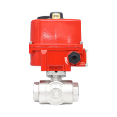 Rp 1" T-Bore 3-Way Modulating Electric Brass Ball Valve 24 V AC/DC