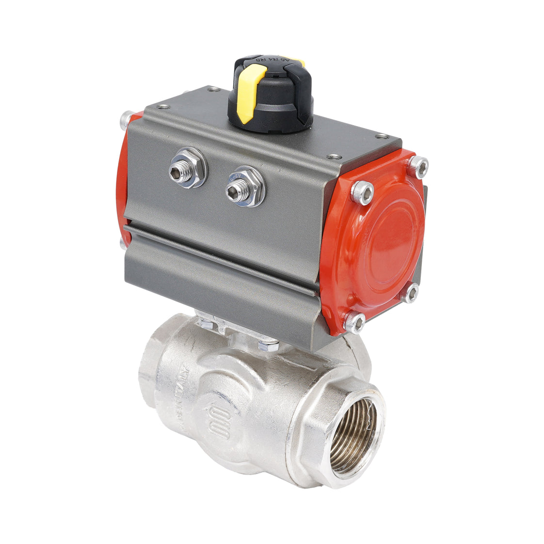 Rp 1" L-Bore 3-Way Pneumatic Brass Ball Valve - Double Acting