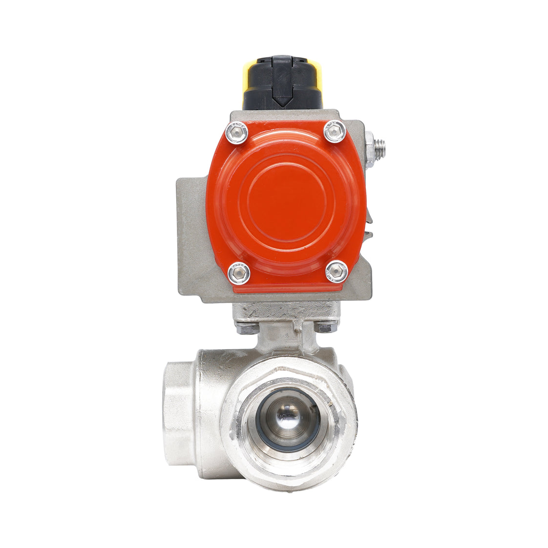 Rp 1" T-Bore 3-Way Pneumatic Brass Ball Valve - Double Acting