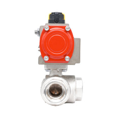 Rp 2" L-Bore 3-Way Pneumatic Brass Ball Valve - Double Acting