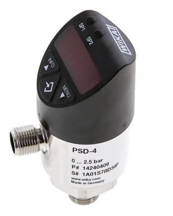 -1 to 0bar Stainless Steel Wika Electronic Vacuum Switch G1/4'' 1VDC IO-Link 4-pin M12 Connector