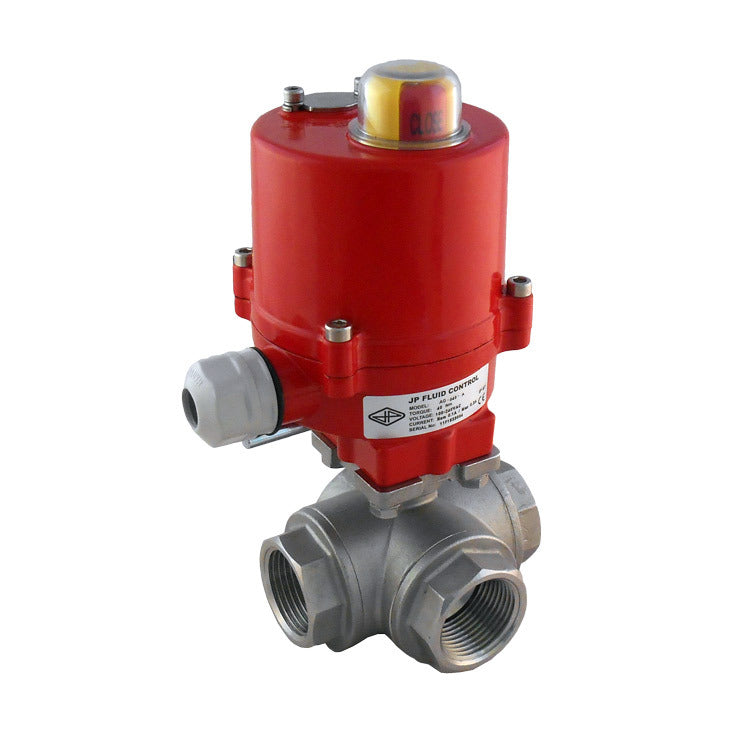 Electrical Ball Valve 3-Way L-bore G1'' Stainless Steel 24V DC
