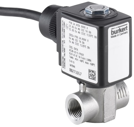 Solenoid Valve G1/2'' NC Stainless steel FKM 0-25bar/363psi 24VAC/DC ATEX 6240 380841