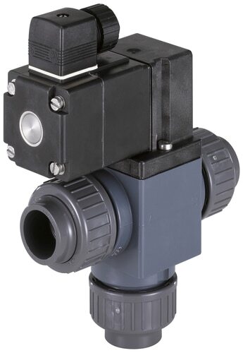 Solenoid Valve 3/2-Way 16 mm Glued Sleeves Diverting PVC FKM 0-1bar/15psi 48VAC Vacuum 0131 206391