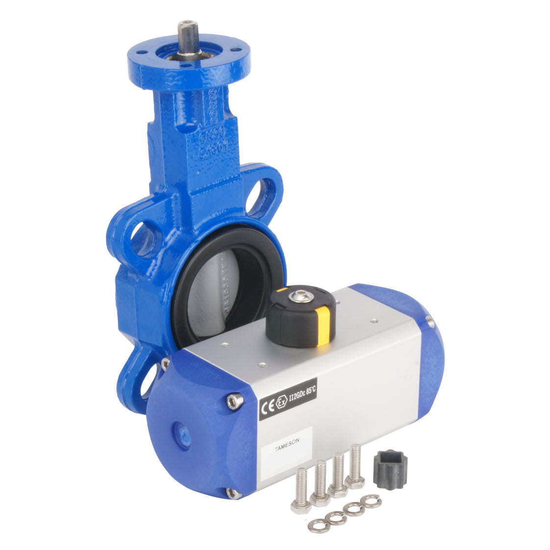 DN40 (1-1/2 inch) Wafer Pneumatic Butterfly Valve GG25-Stainless Steel-EPDM Spring Closed - BFLW