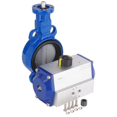 DN50 (2 inch) Wafer Pneumatic Butterfly Valve GG25-GGG40 polyamide-coated-NBR Spring Closed - BFLW