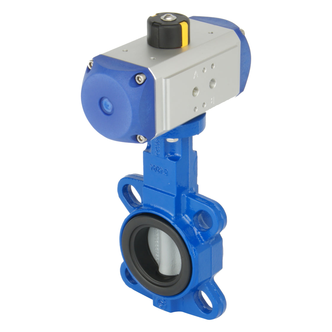 DN65 (2-1/2 inch) Wafer Pneumatic Butterfly Valve GG25-GGG40 polyamide-coated-EPDM Double Acting - BFLW