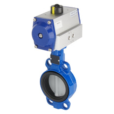 DN65 (2-1/2 inch) Wafer Pneumatic Butterfly Valve GG25-Stainless Steel-NBR Spring Closed - BFLW