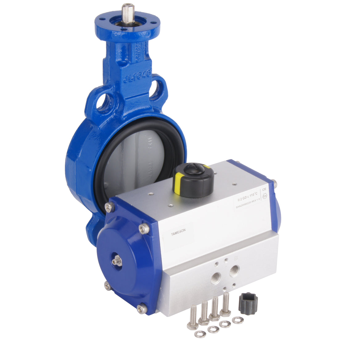 DN80 (3 inch) Wafer Pneumatic Butterfly Valve GG25-Stainless Steel-NBR Spring Closed - BFLW