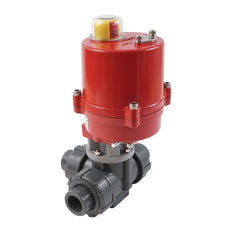 G 1 1/4 inch L-port 3-Way PVC Electric Ball Valve 24 V AC/DC PTFE/FKM