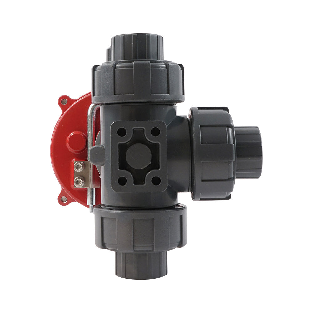 G 2 inch L-port 3-Way PVC Electric Ball Valve 100-240 V AC PTFE/FKM