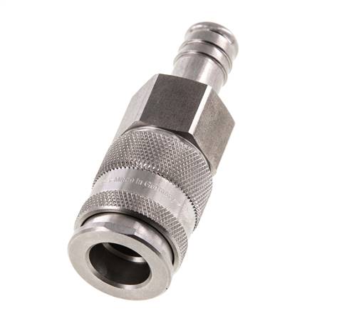 Stainless steel DN 10 Air Coupling Socket 13 mm Hose Pillar Double Shut-Off