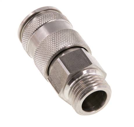 Stainless steel DN 10 Air Coupling Socket G 1/2 inch Male Double Shut-Off