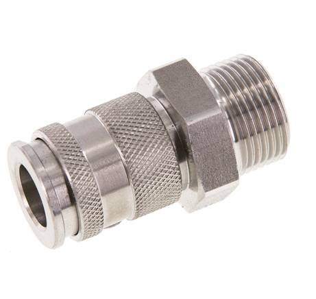 Stainless steel DN 10 Air Coupling Socket G 3/4 inch Male Double Shut-Off