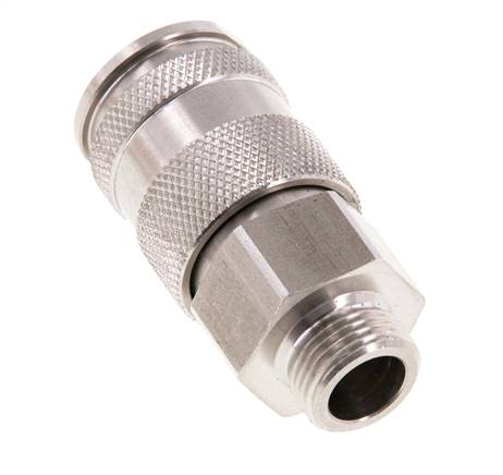 Stainless steel DN 10 Air Coupling Socket G 3/8 inch Male Double Shut-Off