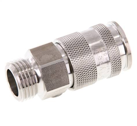 Stainless Steel 316L DN 10 Air Coupling Socket G 1/2 inch Male Double Shut-Off