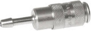 Nickel-plated Brass DN 2.7 (Micro) Air Coupling Socket 5 mm Hose Pillar Double Shut-Off FKM
