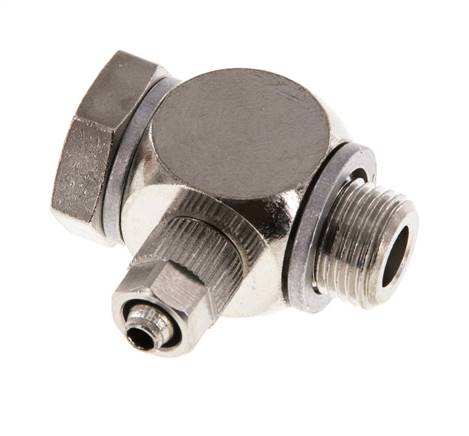 5x3 & G1/8'' Nickel plated Brass Banjo Push-on Fitting with Male Threads with O-ring Rotatable [10 Pieces]