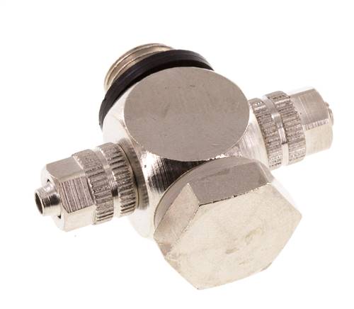 4.3x3 & G1/8'' Nickel plated Brass Banjo Tee Push-on Fitting with O-ring [10 Pieces]