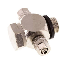 4.3x3 & G1/8'' Nickel plated Brass Banjo Tee Push-on Fitting with O-ring [10 Pieces]