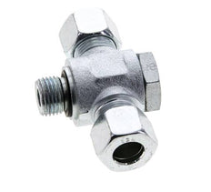 12L & M16x1.5 Zink plated Steel Tee Swivel Joint Cutting Fitting with Male Threads 315 bar NBR ISO 8434-1